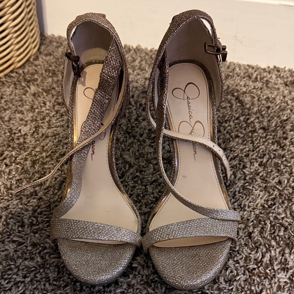 Jessica Simpson Sparkling Gold Heels